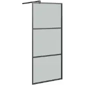 vidaXL Inloopdouchewand 90x195 cm donker ESG-glas zwart