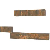 DKD Home Decor 5-delige Tv-meubelset bewerkt hout gerookt eikenkleurig