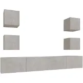vidaXL 6-delige Tv-meubelset bewerkt hout betongrijs