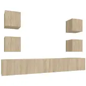 vidaXL 6-delige Tv-meubelset bewerkt hout sonoma eikenkleurig