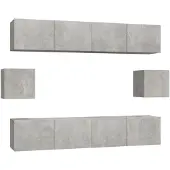 vidaXL 6-delige Tv-meubelset bewerkt hout betongrijs