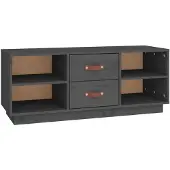 vidaXL Tv-meubel 100x34x40 cm massief grenenhout grijs