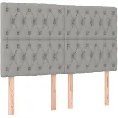 vidaXL Hoofdbord lichtgrijs 160x7x118/128 cm stof