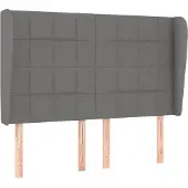 vidaXL Hoofdbord met randen 147x23x118/128 cm stof donkergrijs