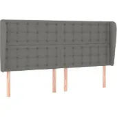 vidaXL Hoofdbord met randen 183x23x118/128 cm stof donkergrijs