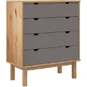 vidaXL Ladekast OTTA 76,5x39,5x90 cm massief grenenhout bruin en grijs
