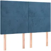 vidaXL Hoofdbord donkerblauw 144x5x118/128 cm fluweel