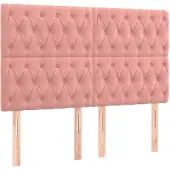 vidaXL Hoofdbord roze 160x7x118/128 cm fluweel