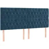 vidaXL Hoofdbord donkerblauw 200x7x118/128 cm fluweel