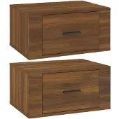 vidaXL Nachtkastjes 2 st wandgemonteerd 50x36x25 cm bruin eikenkleur