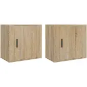 vidaXL Nachtkastjes 2 st wandgemonteerd 50x30x47 cm sonoma eikenkleur