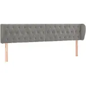 vidaXL Hoofdbord met randen 183x23x78/88 cm fluweel lichtgrijs