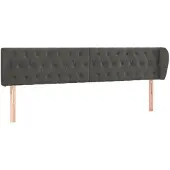 vidaXL Hoofdbord met randen 183x23x78/88 cm fluweel donkergrijs
