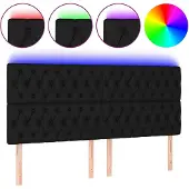 vidaXL Hoofdbord LED 200x7x118/128 cm stof zwart