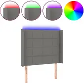 vidaXL Hoofdbord LED 103x16x118/128 cm stof donkergrijs