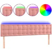 vidaXL Hoofdbord LED 200x5x78/88 cm fluweel roze