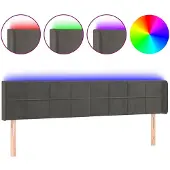 vidaXL Hoofdbord LED 183x16x78/88 cm fluweel donkergrijs