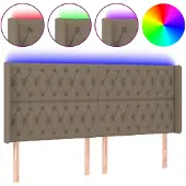 vidaXL Hoofdbord LED 203x16x118/128 cm stof taupe