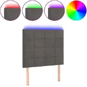 vidaXL Hoofdbord LED 90x5x118/128 cm fluweel donkergrijs