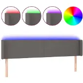 vidaXL Hoofdbord LED 183x16x78/88 cm kunstleer grijs