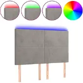 vidaXL Hoofdbord LED 144x5x118/128 cm fluweel lichtgrijs