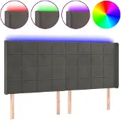 vidaXL Hoofdbord LED 183x16x118/128 cm fluweel donkergrijs