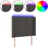 vidaXL Hoofdbord LED 93x16x118/128 cm fluweel donkergrijs