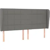 vidaXL Hoofdbord met randen 163x23x118/128 cm stof donkergrijs