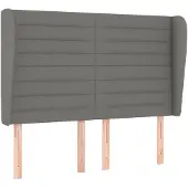 vidaXL Hoofdbord met randen 147x23x118/128 cm stof donkergrijs