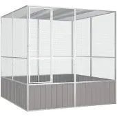 vidaXL Vogelkooi 213,5x217,5x211,5 cm gegalvaniseerd staal grijs
