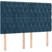 vidaXL Hoofdbord donkerblauw 144x7x118/128 cm fluweel