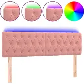 vidaXL Hoofdbord LED 144x7x78/88 cm fluweel roze