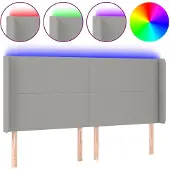 vidaXL Hoofdbord LED 163x16x118/128 cm stof lichtgrijs