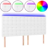 vidaXL Hoofdbord LED 200x5x118/128 cm kunstleer wit