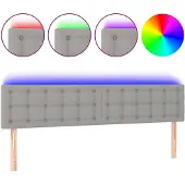 vidaXL Hoofdbord LED 180x5x78/88 cm stof lichtgrijs