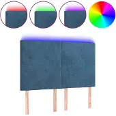 vidaXL Hoofdbord LED 144x5x118/128 cm fluweel donkerblauw