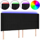 vidaXL Hoofdbord LED 163x16x118/128 cm stof zwart