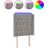 vidaXL Hoofdbord LED 83x16x118/128 cm fluweel lichtgrijs