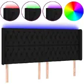 vidaXL Hoofdbord LED 183x16x118/128 cm stof zwart