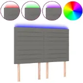 vidaXL Hoofdbord LED 144x5x118/128 cm stof donkergrijs