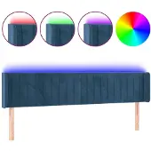 vidaXL Hoofdbord LED 203x16x78/88 cm fluweel donkerblauw