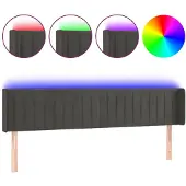 vidaXL Hoofdbord LED 183x16x78/88 cm fluweel donkergrijs