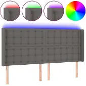 vidaXL Hoofdbord LED 183x16x118/128 cm kunstleer grijs