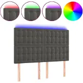 vidaXL Hoofdbord LED 144x5x118/128 cm fluweel donkergrijs