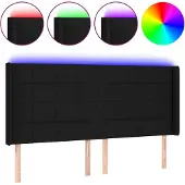 vidaXL Hoofdbord LED 163x16x118/128 cm stof zwart