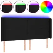 vidaXL Hoofdbord LED 163x16x118/128 cm stof zwart