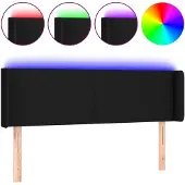 vidaXL Hoofdbord LED 147x16x78/88 cm stof zwart
