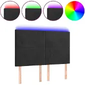 vidaXL Hoofdbord LED 144x5x118/128 cm fluweel zwart