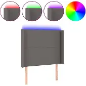 vidaXL Hoofdbord LED 83x16x118/128 cm kunstleer grijs