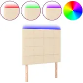 vidaXL Hoofdbord LED 90x5x118/128 cm stof crèmekleurig